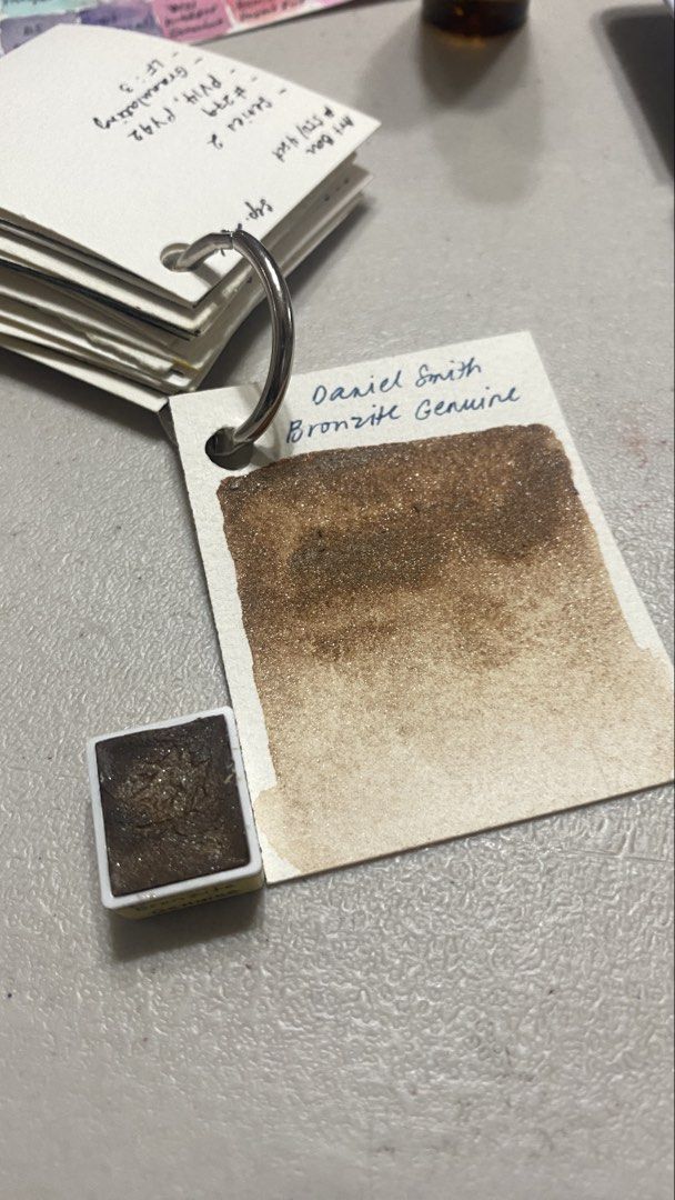 Daniel Smith Extra Fine Watercolor - Bronzite Genuine (Category: Art & Prints) located in Davao. Submitted by iam_artisan (Listing ID 1468360393, Image 1). Description: - Brand: Daniel Smith Extra Fine Watercolors - Line: PrimaTek (Genuine Mineral Pigment) - Color: Bronzite Genuine - Half pan - Features: Stunning bronze shimmer when dry - Condition: Brand new / carefully handled.