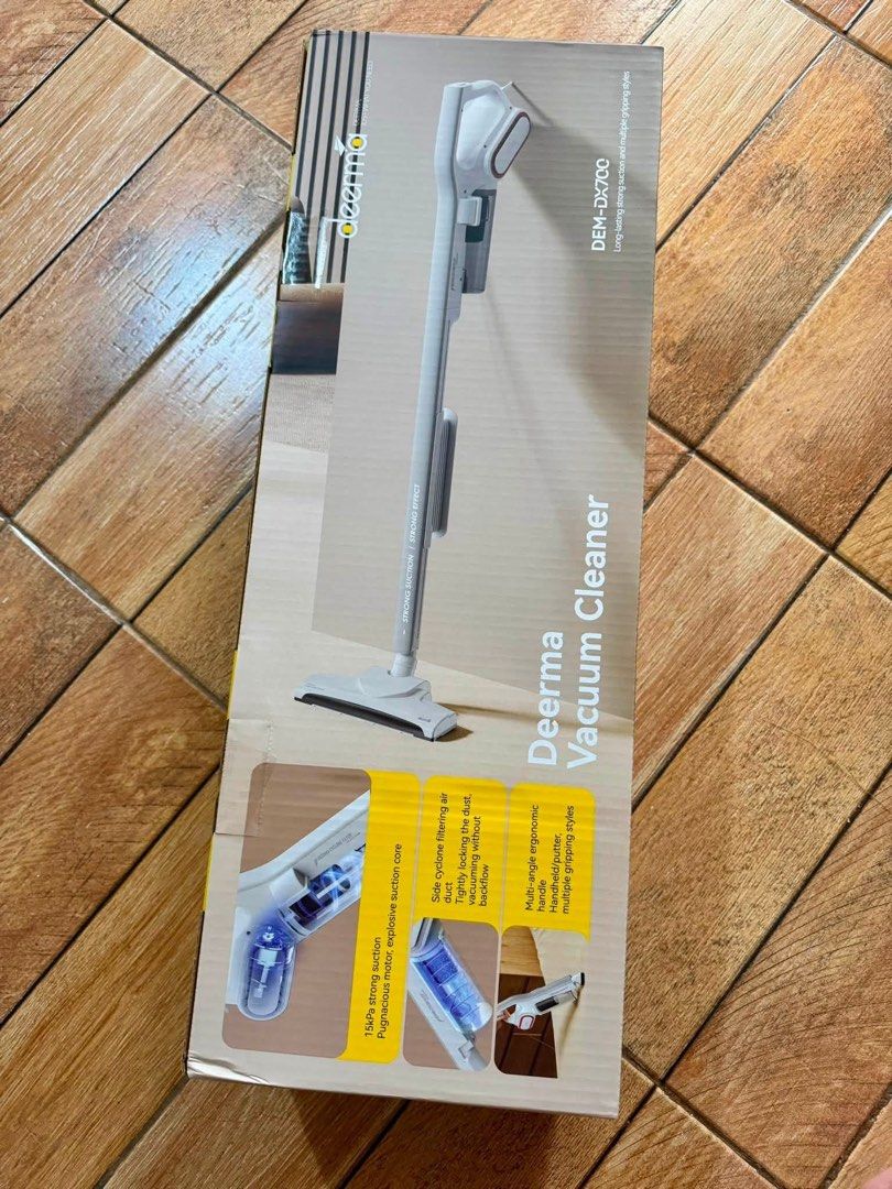 Deerma DX700 Vacuum Cleaner (Category: Vacuum Cleaner & Housekeeping) located in Manila. Submitted by kisshadg23 (Listing ID 1468287067, Image 2). Description: - Brand new and still sealed in original packaging (2 boxes available) - Powerful 15kPa strong suction power with side cyclone filtering - Versatile 2-in-1 design: easily switch between stick and handheld mode - Lightweight and easy to maneuver around the whole house - Perfect for effortle