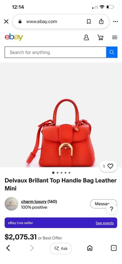 Delvaux Brilliant Red (Category: Luxury Bags & Wallets) located in Roxas City. Submitted by lynngreyartillero (Listing ID 1468412406, Image 2). Description: Delvaux Brilliant Mini Rare Red❤️❤️❤️ Wala po syang bakbak yung handle nya is nangitim lng po dont know y sguro ksi gamit ang part nayan ng may ari✅✅✅ Pwd lagyan twilly po ❤️❤️❤️ Sign of used sympre ukay source preloved item sa leather din po pero super ganda pa nito mga madaaaam ❤️❤️❤️🔥🔥🔥
