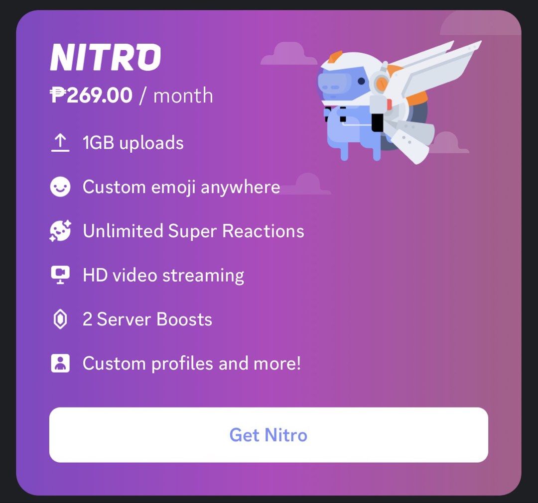 Discord Nitro | One Month (Category: Announcements) located in Manila. Submitted by deardolia (Listing ID 1468318443, Image 1). Description: ⟢ for willing to wait only ⟢ sending it via gift link !.