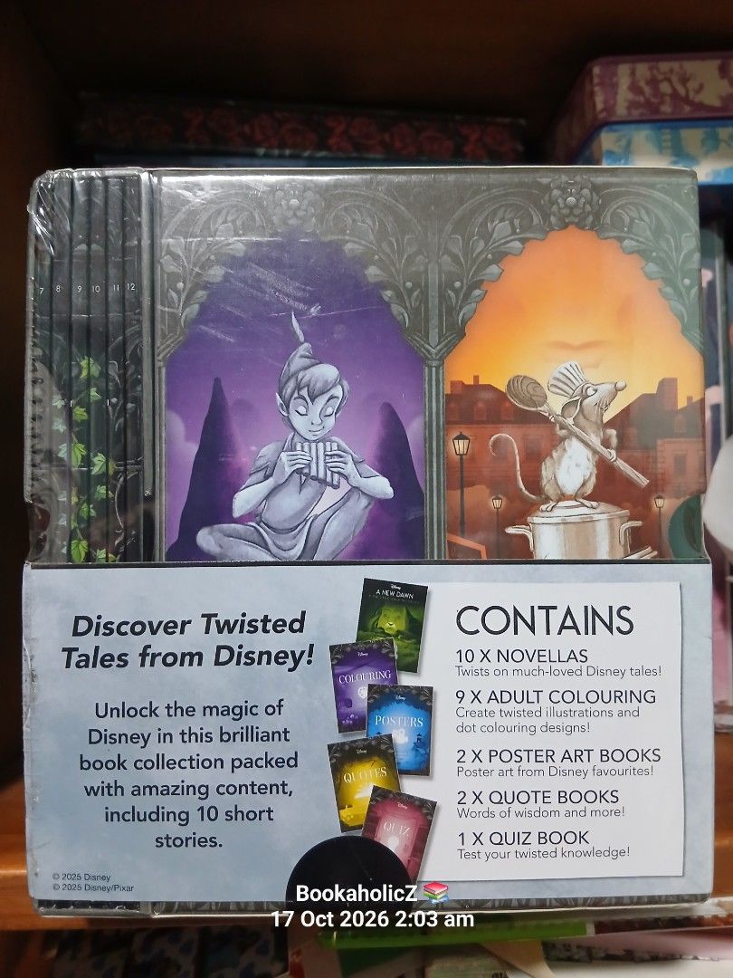 Disney Twisted Tales Advent Calendar Boxed Set (Category: Designer & Blind Box Toys) located in Antipolo. Submitted by bookaholicz_dettori (Listing ID 1468471284, Image 3). Description: - Brand new and factory sealed in plastic wrap - Complete Disney Twisted Tales 24-day advent calendar set - Includes 10 captivating novellas - Features 9 relaxing adult colouring books - Comes with 2 poster art books, 2 quote books, and 1 quiz book - Unopened, unt