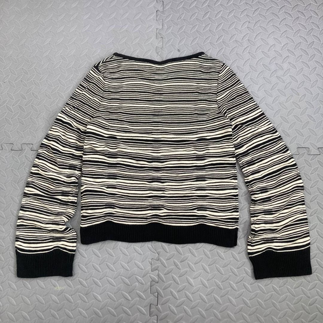 DKNY – Sample Striped Pulled-Knit Sweater (Category: Others Tops) located in Quezon City. Submitted by archived.g (Listing ID 1468316652, Image 2). Description: DKNY – Sample Striped Pulled-Knit Sweater - Brand: DKNY Made in: Year: 2016 Material: Viscose, Nylon Color: Ivory, Black Marked size: Sizing: Measurements (laid flat) Shoulders: 16” Sleeves: 26.5” Bust: 18” Waist: 17.5" Length: 21.5” Color rating: 9.5/10 Condition: 9.5/10 Flaws: minimal s