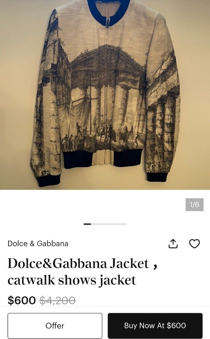 Dolce & Gabbana Catwalk Shows Jacket (Category: Coats, Jackets and Outerwear) located in Naga. Submitted by secondspinv2 (Listing ID 1468448016, Image 2). Description: Dolce & Gabbana Catwalk Shows Jacket ✅Size: 46 ✅Width: 20 ✅Length: 24.5 ✅Sleeve: 26.5 ✅Color Rate: 9.5/10 ✅Issue: Loss Stitch ✅Need Wash ✅Location: Bicol Naga City, Camarines Sur ✅Courier: J&T Express/Flash Express ✅MOP: Gcash only.