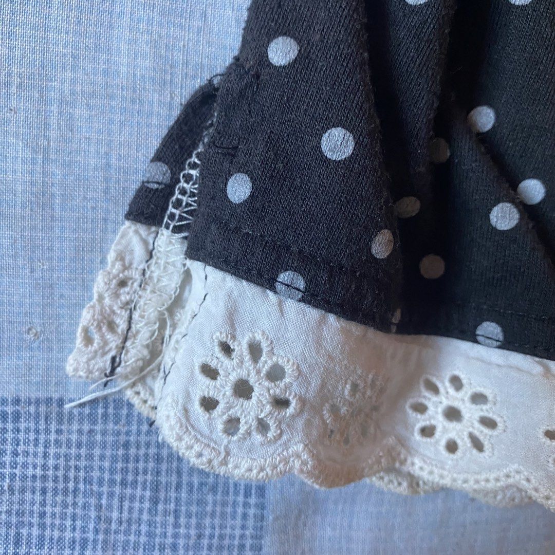 East Boy Black Polka Dot Tank Top (Category: Sleeveless) located in Santiago. Submitted by dear_darlingdoll (Listing ID 1468406165, Image 2). Description: - Brand: East Boy - Design: Black with all-over white polka dots - Details: Scoop neckline and white eyelet lace trim along the bottom hem - Fit: Fitted cut - Material: Soft and comfortable cotton - Condition: Excellent.