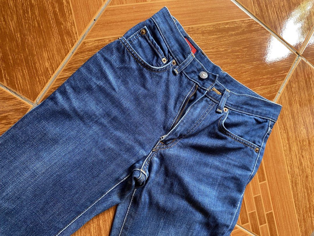 Edwin Miss 503 size 27 (Category: Jeans) located in Manila. Submitted by franz.526 (Listing ID 1468316925, Image 2). Description: For Sale Edwin Miss 503 size 27 Womens Size 27 (Miss 503) Bootcut Waist 27 Inseam 31 in Outseam/Length 40 in Rise 10 in Hem 8.8 in Indigo Color Japan Ready to wear Issue: melted candy stain sa left back pocket na umabot sa left front pocket at lower back leg (di pansin) Note: I washed the jeans thoroughly especially yu