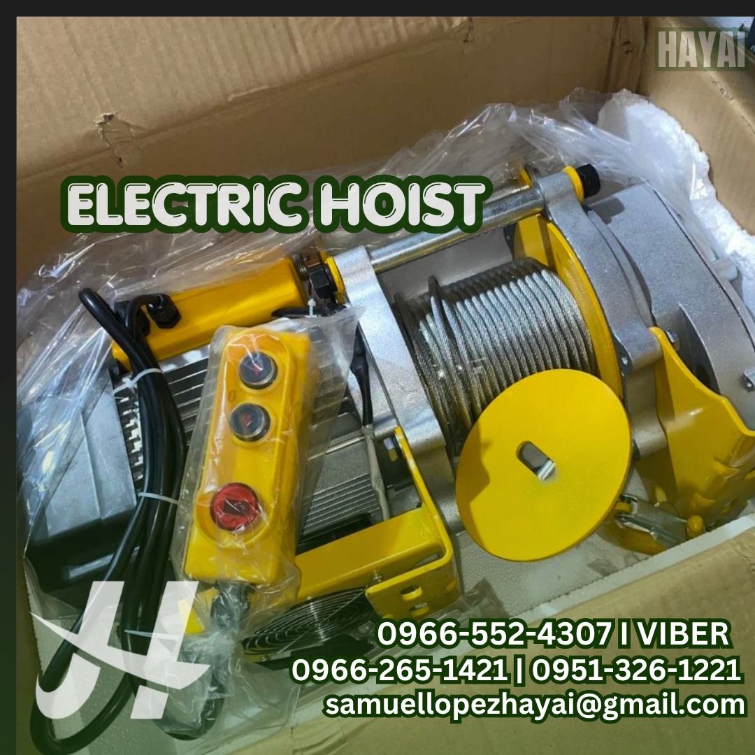Electric Hoist (Category: Industrial Equipment) located in Manila. Submitted by sam.lopez (Listing ID 1468322027, Image 1). Description: ⚡️ Power Up Your Projects with Hayai! Need industrial tools, hardware, or construction supplies—and need them fast? Hayai Industrial Tools Supply delivers quality and speed, so you can get the job done right! For more details or customization options, just ask! 📲 Contact Us NOW and Get Equipped: 📱 Mobile 0966-