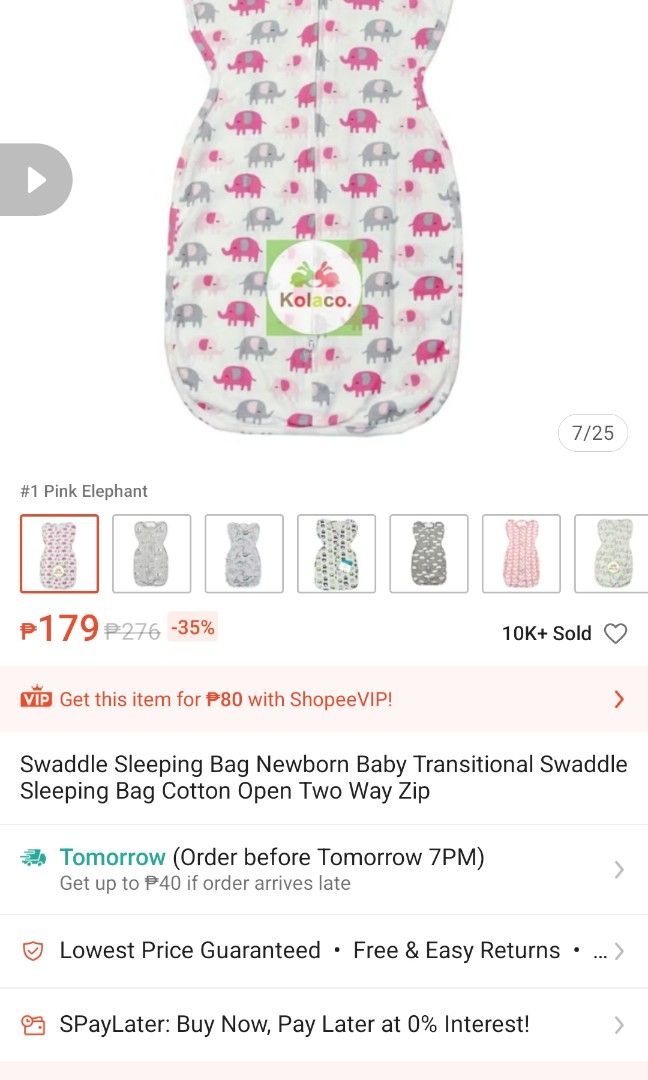 Elephant Pattern Newborn Baby Swaddle Sleeping Bag (Category: Babies & Kids Fashion) located in Cainta. Submitted by akosijoan (Listing ID 1468390254, Image 3). Description: - Cotton newborn baby swaddle sleeping bag - Adorable pink and grey elephant pattern - Convenient two-way zip for effortless midnight diaper changes - Breathable fabric keeps baby cozy and secure all night long.