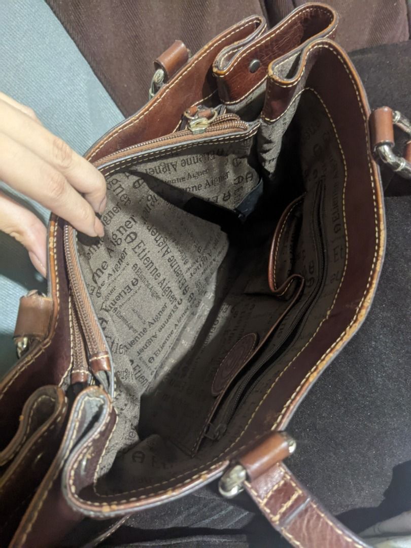Etienne Aigner Brown Leather Shoulder Bag Tote, Luxury, Bags & Wallets ...
