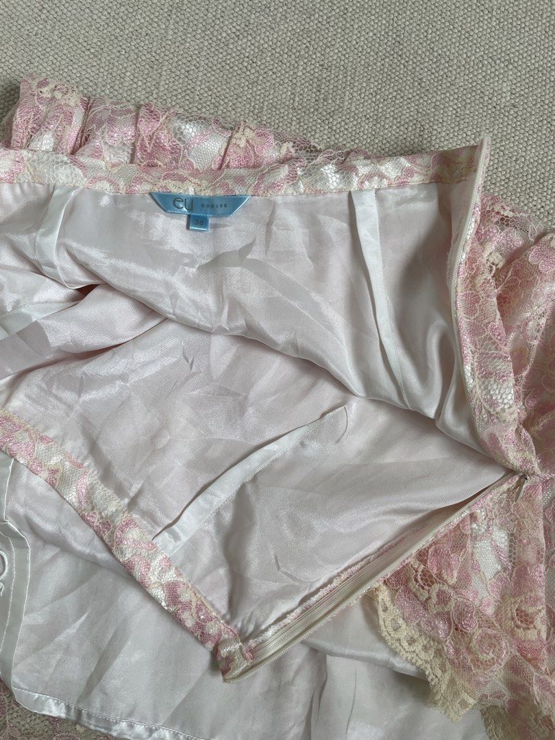 Eunice Pink Lace Skirt (Category: Skirts) located in Davao. Submitted by re.createph (Listing ID 1468444389, Image 2). Description: -Pretty pink lace pleated skirt Waist: 27” Length: 26” .
