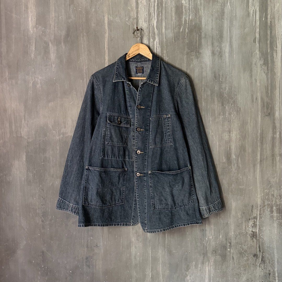 Ever Blue Denim Workwear Chore Jacket (Category: Coats, Jackets and Outerwear) located in Puerto Princesa. Submitted by terdsthrift (Listing ID 1468426923, Image 1). Description: EVER BLUE Denim Workwear Chore Jacket Width: 23 Length: 29 Shoulder: 18 In Excellent Condition / No Issue Color Rate: 10/10 - Brand/Model: Ever Blue Denim Chore Jacket - Color: Dark wash - Size: Medium (regular fit) - Material: Sturdy cotton denim - Design: Classic colla