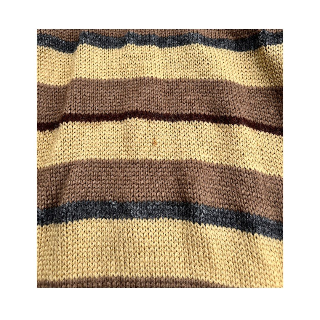 FALL KNITTED STRIPED SWEATER (Category: Coats, Jackets and Outerwear) located in Baguio. Submitted by claie.bg (Listing ID 1468408415, Image 2). Description: ⊹ FALL KNITTED STRIPED SWEATER ⊹ ᰔ cutiee! ᰔ with maliit na stain + maliit na hole lang po sa arm sleeve DEETS size up to sl length 28 inches .