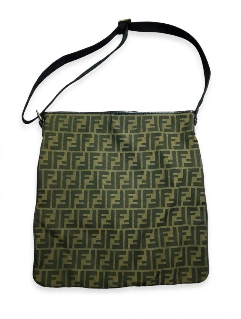 Fendi Zucca Print Crossbody Bag (Category: Luxury Bags & Wallets) located in Cainta. Submitted by riszizlux (Listing ID 1468370646, Image 1). Description: - Brand: Fendi - Style: Crossbody bag - Pattern: Classic Zucca monogram - Strap: Adjustable black strap with embossed Fendi hardware - Closure: Top zipper closure - Interior: Clean lining with standard garment care and brand labels - Material: Sturdy canvas that holds its shape well - Condition