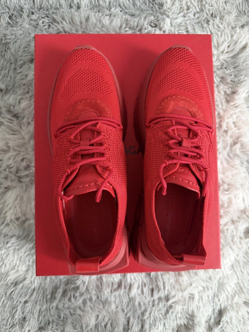 Ferragamo Red Knit Sneakers (Category: Sneakers) located in Manila. Submitted by mrjalandoni (Listing ID 1468396882, Image 1). Description: Ferragamo Nima Kit Sneakers Flaming Red, IT8.0.