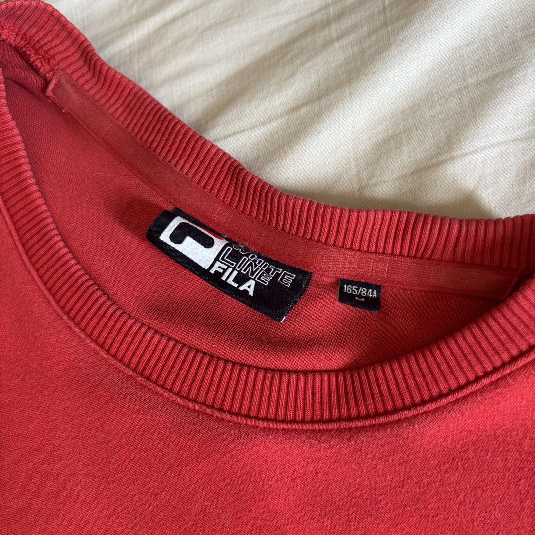 Fila Red CrewNeck Sweat Shirt (Category: Babies & Kids Fashion) located in Binan City. Submitted by myprelovedhaul (Listing ID 1468334926, Image 2). Description: can also fit adult xs to small - no when worn photos! - last price posted! - please message only if sure buyer! - limited replies only. - Available unless mark as sold. - Ship via j&t or lalamove for same day. -Mode of payment: Gcash 📍Biñan Laguna .