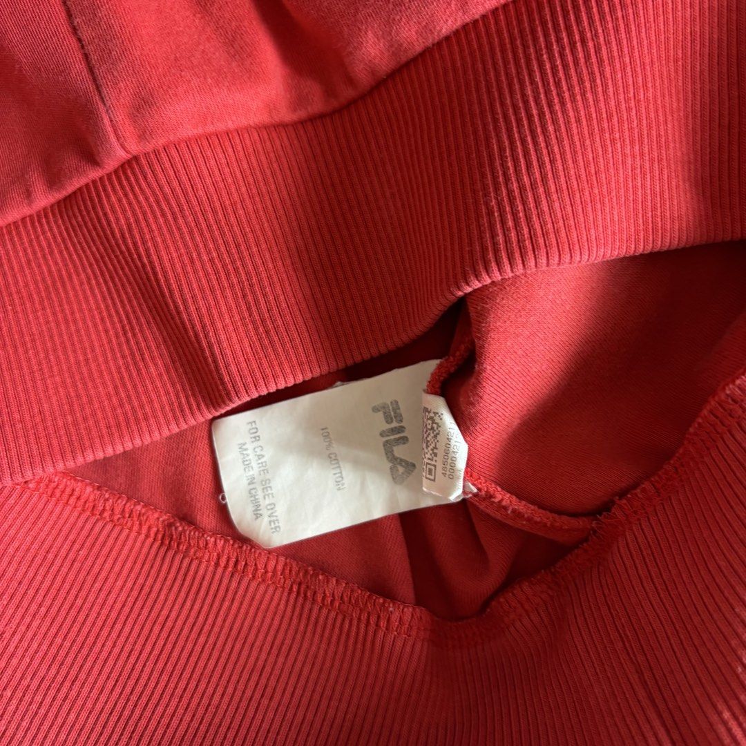 Fila Red CrewNeck Sweat Shirt (Category: Babies & Kids Fashion) located in Binan City. Submitted by myprelovedhaul (Listing ID 1468334926, Image 3). Description: can also fit adult xs to small - no when worn photos! - last price posted! - please message only if sure buyer! - limited replies only. - Available unless mark as sold. - Ship via j&t or lalamove for same day. -Mode of payment: Gcash 📍Biñan Laguna .
