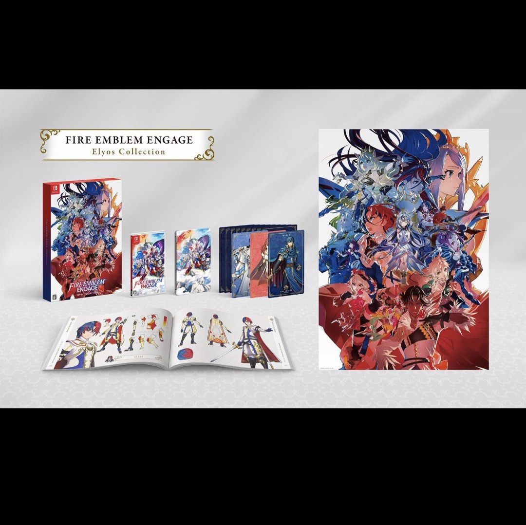 Fire Emblem Engage Elyos Collection Nintendo Switch (Category: Nintendo) located in Marikina City. Submitted by zobel.yanna (Listing ID 1468442158, Image 2). Description: The collection includes the Nintendo Switch game, artbook, SteelBook case, art cards, and poster. - Game Title: Fire Emblem Engage Elyos Collection - Platform: Nintendo Switch (Japanese Import / CERO B) - Condition: Brand new, unopened, and wrapped in bubble wrap - Edition: Big 
