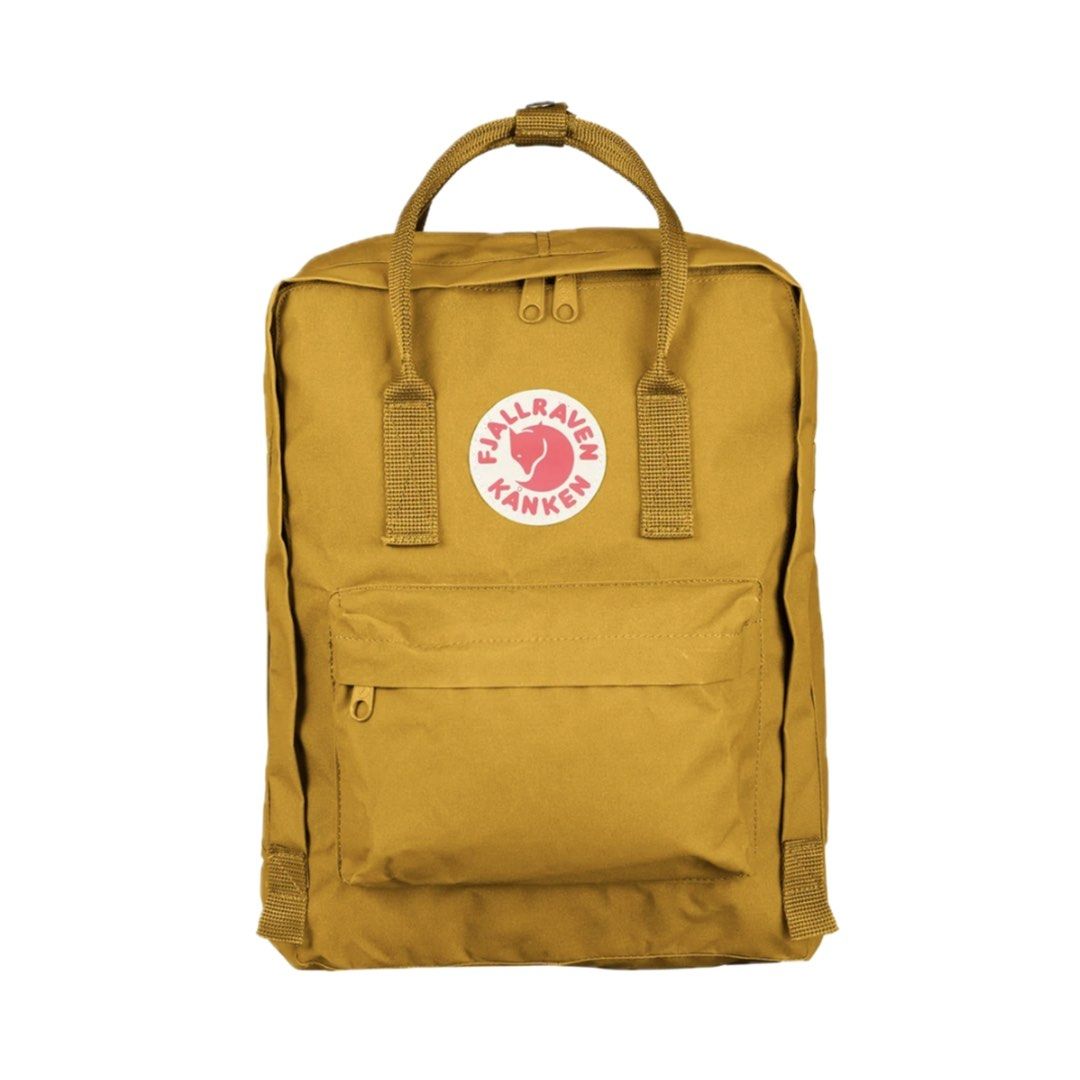Fjallraven Kanken Backpack Classic in Ochre (Category: Backpacks) located in Manila. Submitted by jillibeans (Listing ID 1468368629, Image 1). Description: *SEE 3RD PHOTO FOR THE CURRENT STATE OF THE LOGO (ACTUAL PHOTO) • Original Kanken bag • Bought in the States • Color: Ochre • Model: Kanken Classic • Size: 36cm x 27.5cm (fits 13in laptop) • In good condition no other issues aside from the logo.