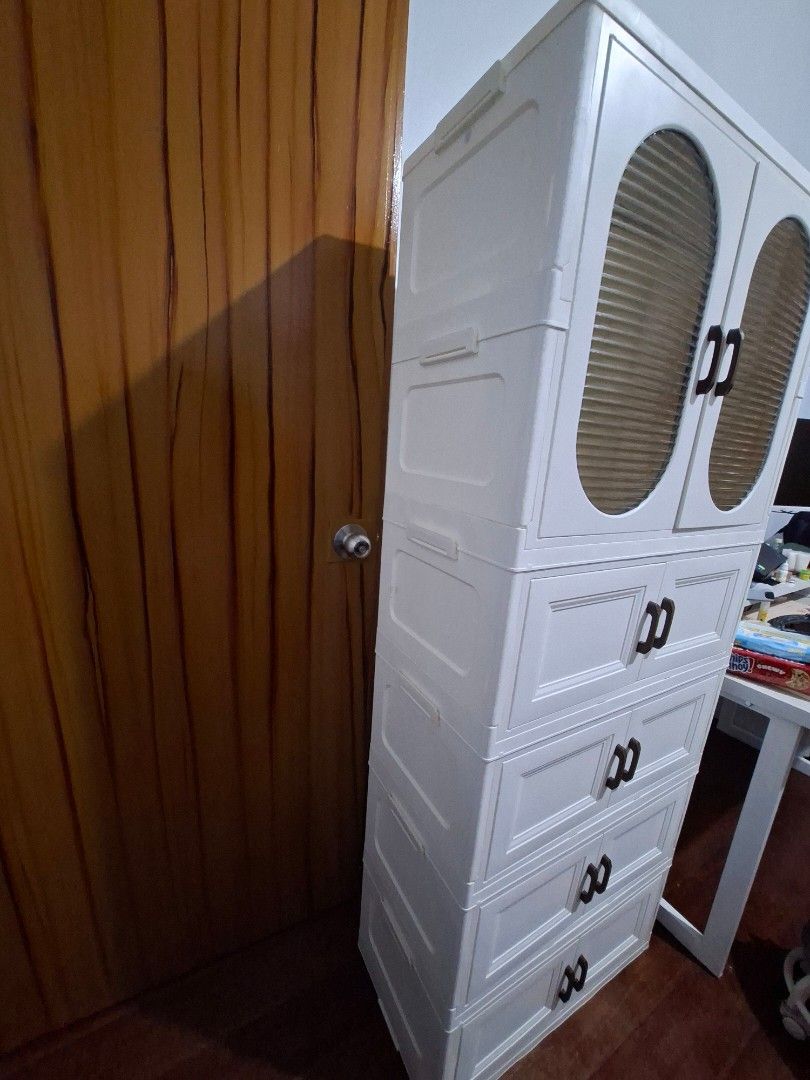 Foldable Cabinet for Clothes (Category: Shelves, Cabinets & Racks) located in Quezon City. Submitted by pauleenvenus (Listing ID 1468400159, Image 2). Description: Dimension: Length - 70cm Width - 35cm Height - 169cm ❌️NO COD❌️ ❕️STRICTLY PAYMENT FIRST❕️ No more wheels but overall wualitt is still excellent No issues, please check photos MOP: BDO, BPI, Maribank or Gcash Book your own Lalamove rider AFTER payment Loc: Don Antonio South Gate, QC .