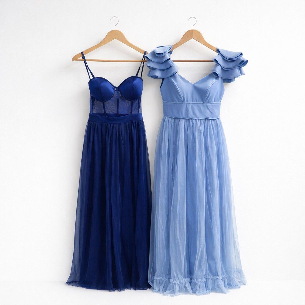 (FOR RENT) Long gown Midnight Blue & Blue (Category: Evening dresses & gowns) located in Makati City. Submitted by wonuderful (Listing ID 1468431696, Image 2). Description: 4 days - ₱1200 5 days - ₱1400 Blue gown is from Apartment 8 price is per gown 10% discount for students with valid id💗.