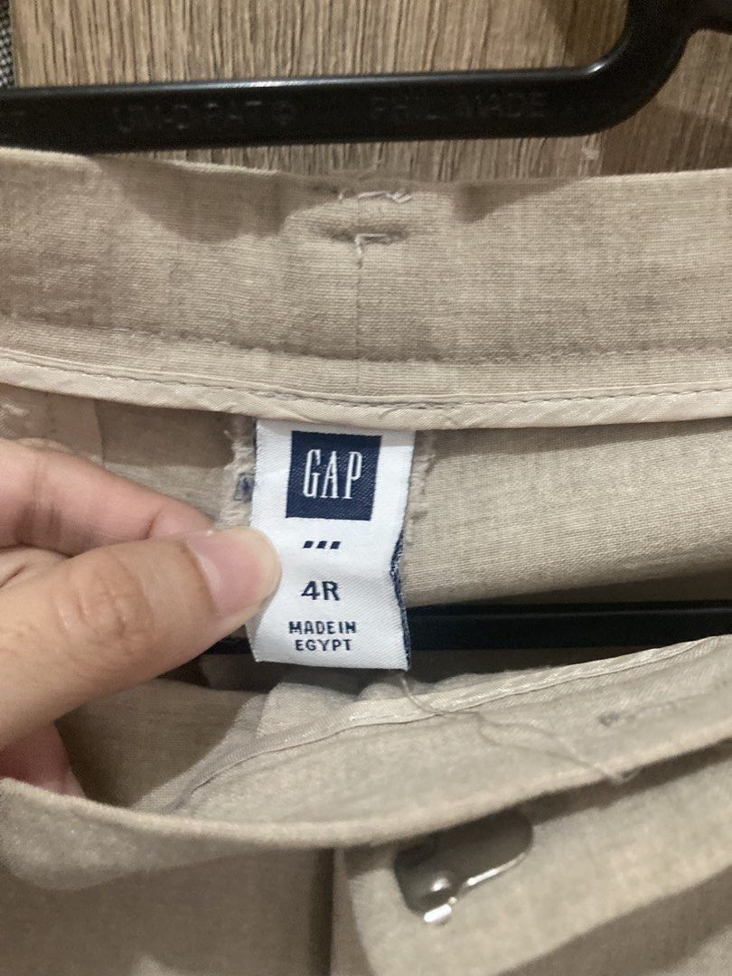 Gap Beige Trousers Size 4R (Category: Jeans) located in Pasay City. Submitted by daisuki.x0x0 (Listing ID 1468295380, Image 2). Description: - Brand: Gap - Size: 4R - Color: Neutral beige - Style: Straight leg, clean front with belt loops - Origin: Made in Egypt - Condition: Clean inside and out, ready to wear - Ideal for: Casual or work outfits.