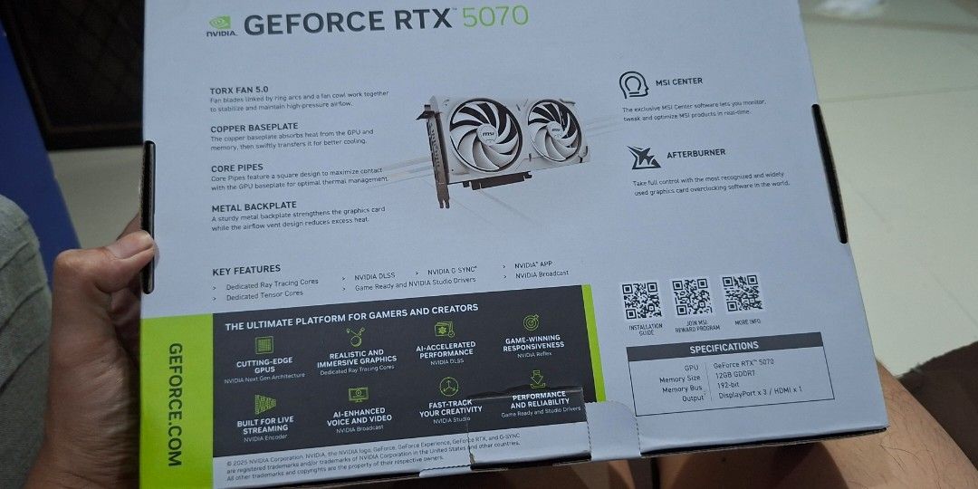 GEFORCE ventus Rtx 5070 (Category: Computer Parts) located in Manila. Submitted by adapunmark76703 (Listing ID 1468333796, Image 2). Description: Rtx 5070 12gb gddr7 rfs: upgrade.