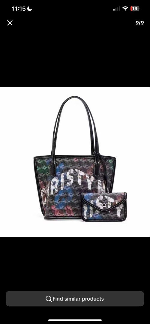 Geometric Tote Bag with Matching Pouch (Category: Tote Bags) located in Manila. Submitted by mine2ownit (Listing ID 1468340028, Image 1). Description: - Trendy geometric patterned tote bag with a matching envelope pouch - Spacious interior to easily fit all your daily essentials - Comfortable double shoulder straps with a structured design - Neat stitching and matching trim details throughout - Available in multiple gorgeous colors: green, pink, 