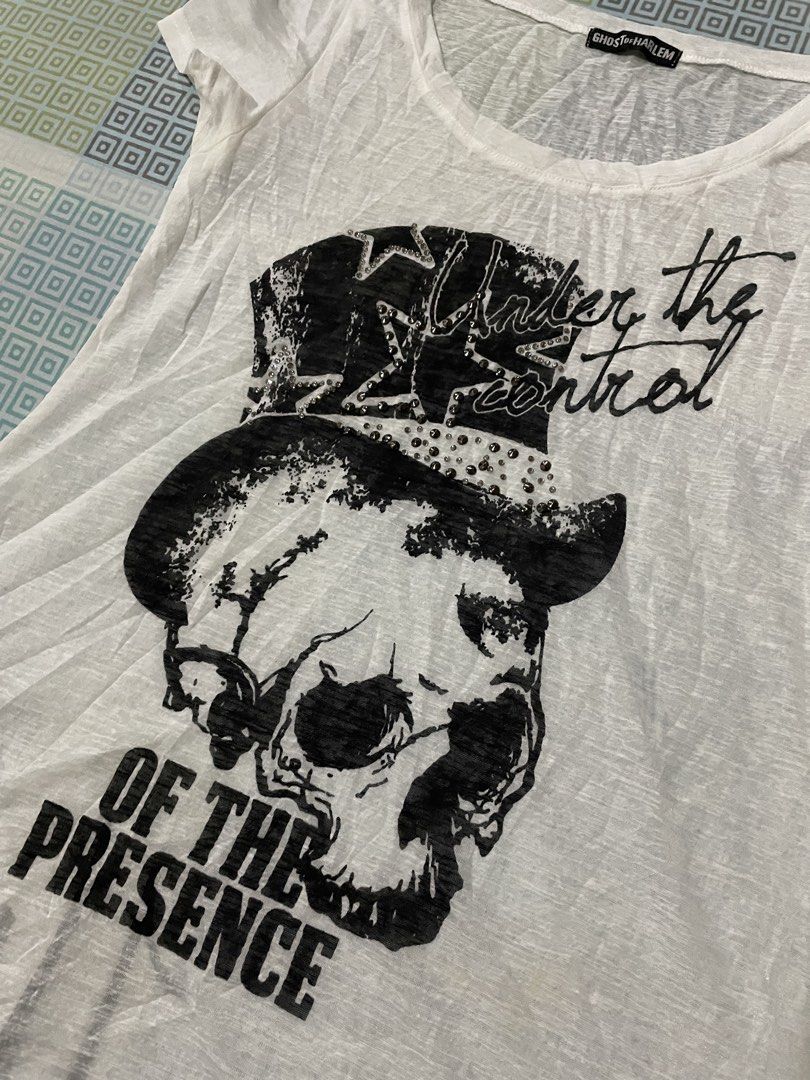 Ghost of harlem (Category: Blouses) located in Lucena. Submitted by riyizthriftz (Listing ID 1468429090, Image 2). Description: Ghost of harlem Y2k Grunge Skull shirt.