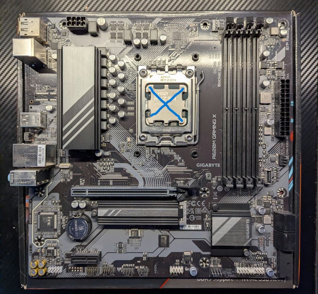Gigabyte A620M Gaming X (Category: Computer Parts) located in Rizal. Submitted by mltech (Listing ID 1468497027, Image 1). Description: For Sale: Gigabyte A620M Gaming X (AM5) Price: ₱4,000 (FIX) Already tested with Ryzen 5 7500F No issues With box Loss I/O Shield (can be bought online) Location: Montalban, Rizal (Princess Rica Shop) NO LAST PRICE .