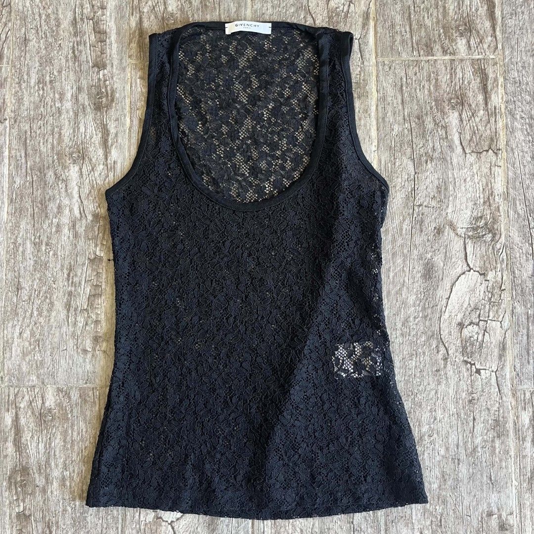 Givenchy Fw12 Black Lace Tank Top (Category: Sleeveless) located in Manila. Submitted by spo0ky.archives (Listing ID 1468458314, Image 1). Description: Width: 14 Length: 23.