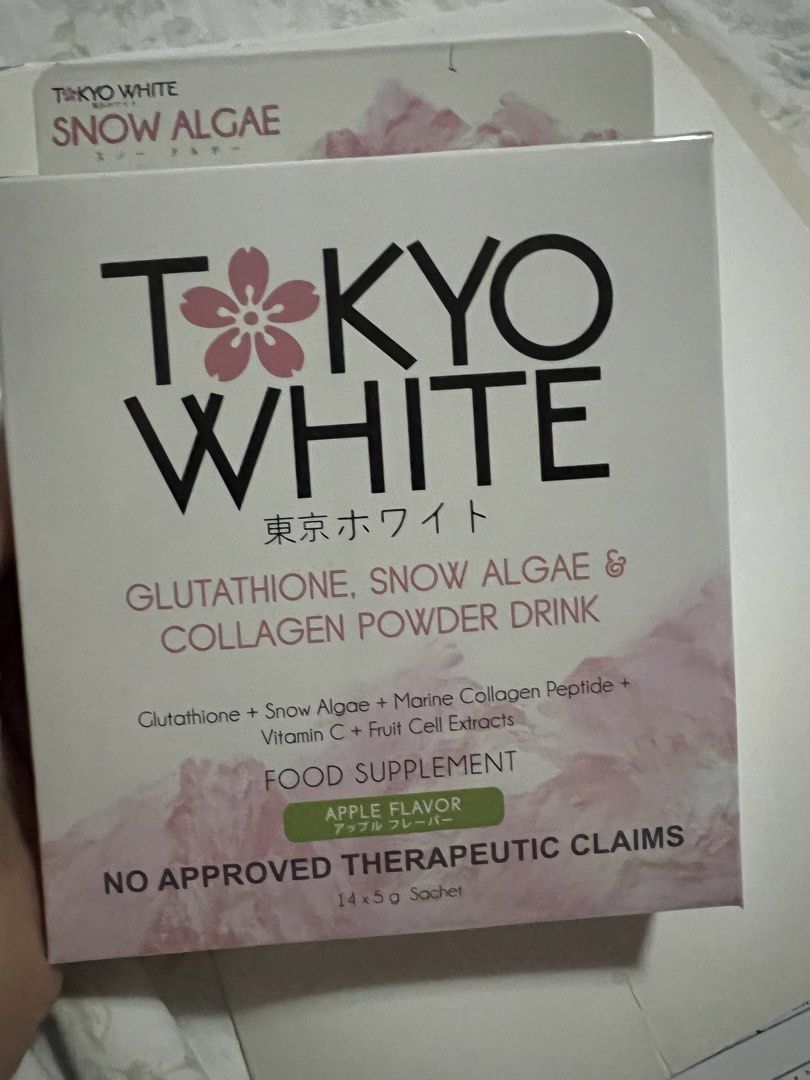 Glutathione & Collagen powder drink (Category: Face Care) located in San Juan City. Submitted by iambernie (Listing ID 1468338552, Image 1). Description: Unused gift. 14 sachets of glutathione and collagen powder drink Food supplement to keep skin looking young Glutathione, snow algae, marine collagen, peptide plus vit c and fruit cell extracts Apple flavor Current price : 1,947 Expiry : Dec 2026. Sealed .