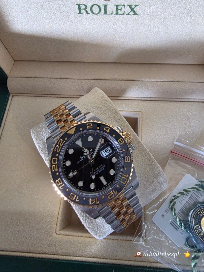 GMT-MASTER II "GUINESS" (Category: Luxury Watches) located in Taguig. Submitted by atlwatchesph (Listing ID 1468314188, Image 3). Description: 🟠 GMT-MASTER II " GUINESS" 🟠 MODEL 126713 GRNR 🟠 YEAR 2023 LOCAL AD 🟠 YELLOW GOLD AND STEEL JUBILEE BRACELET 🟠 LIKE NEW CONDITION, PARTIALLY STICKERED 🏷 1,247,000.00 PHP 🇵🇭 ⌚️Watch posted is available & in stock 🤝📲 Posted price Slightly negotiable. For serious inquiries- please message me directl