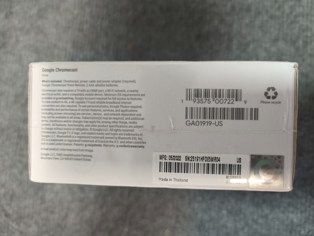 Google Chromecast with Google TV 4K resolution (Category: Entertainment Systems & Smart Home Devices) located in Caloocan City. Submitted by sellinthrift (Listing ID 1468321611, Image 3). Description: DECLUTTERING SALE 🏷️ Google Chromecast 4K resolution Quick Details: • Condition: 10/10 • Inclusions: Complete set • Issue/Defects: Brand new, sealed Price: ₱2295+SF (Slightly negotiable for quick pickup) PM for more details.