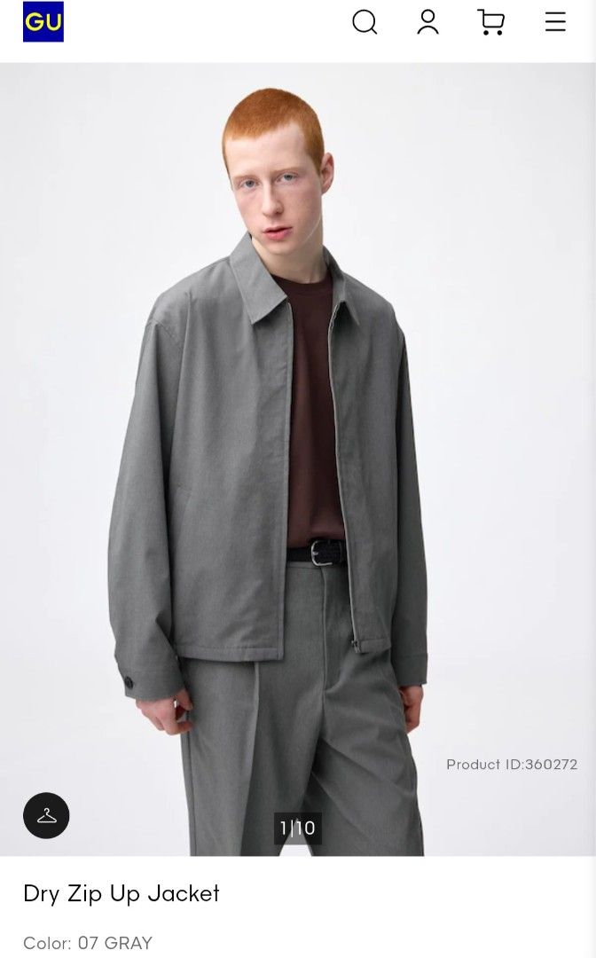 GU by UNIQLO Dry Zip Up Blouson Work Jacket (Category: Coats, Jackets and Outerwear) located in Pasig City. Submitted by hustlexcurate (Listing ID 1468335032, Image 2). Description: GU by UNIQLO Dry Zip Up Blouson Work Jacket Size S on tag fits MEDIUM Boxy Dimensions: 22X25.