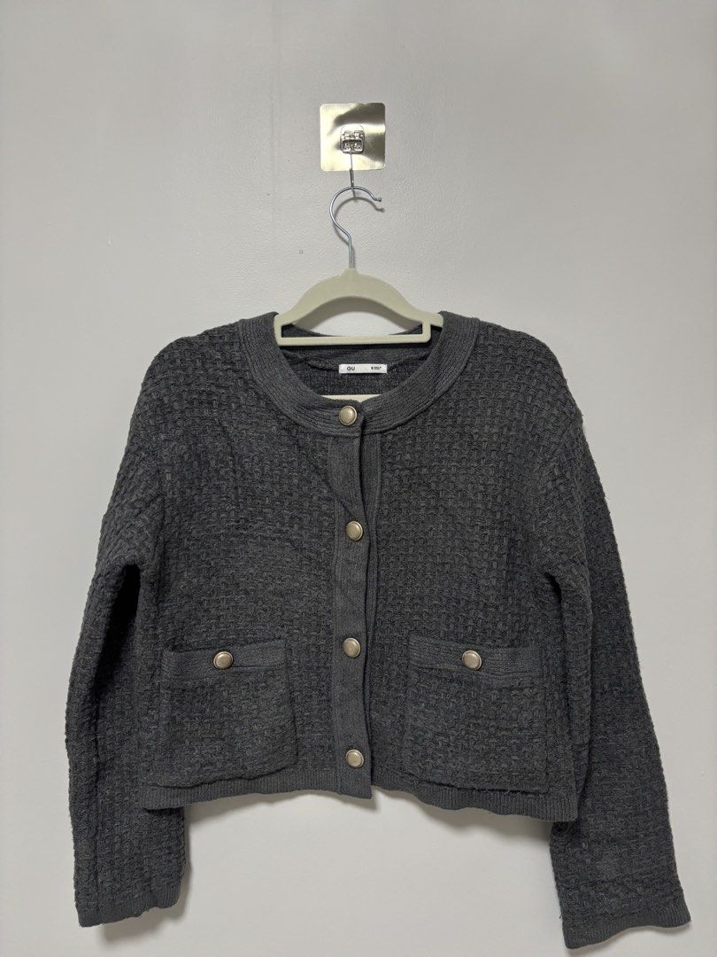 Gu Tweed Cardigan (Category: Coats, Jackets and Outerwear) located in San Fernando. Submitted by wintersummerboutique (Listing ID 1468439889, Image 2). Description: Gu Tweed Cardigan Small on tag Width 18 Length 18 Excellent condition Pampanga .