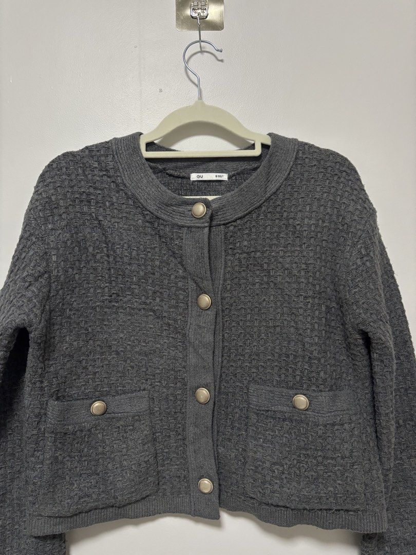 Gu Tweed Cardigan (Category: Coats, Jackets and Outerwear) located in San Fernando. Submitted by wintersummerboutique (Listing ID 1468439889, Image 3). Description: Gu Tweed Cardigan Small on tag Width 18 Length 18 Excellent condition Pampanga .