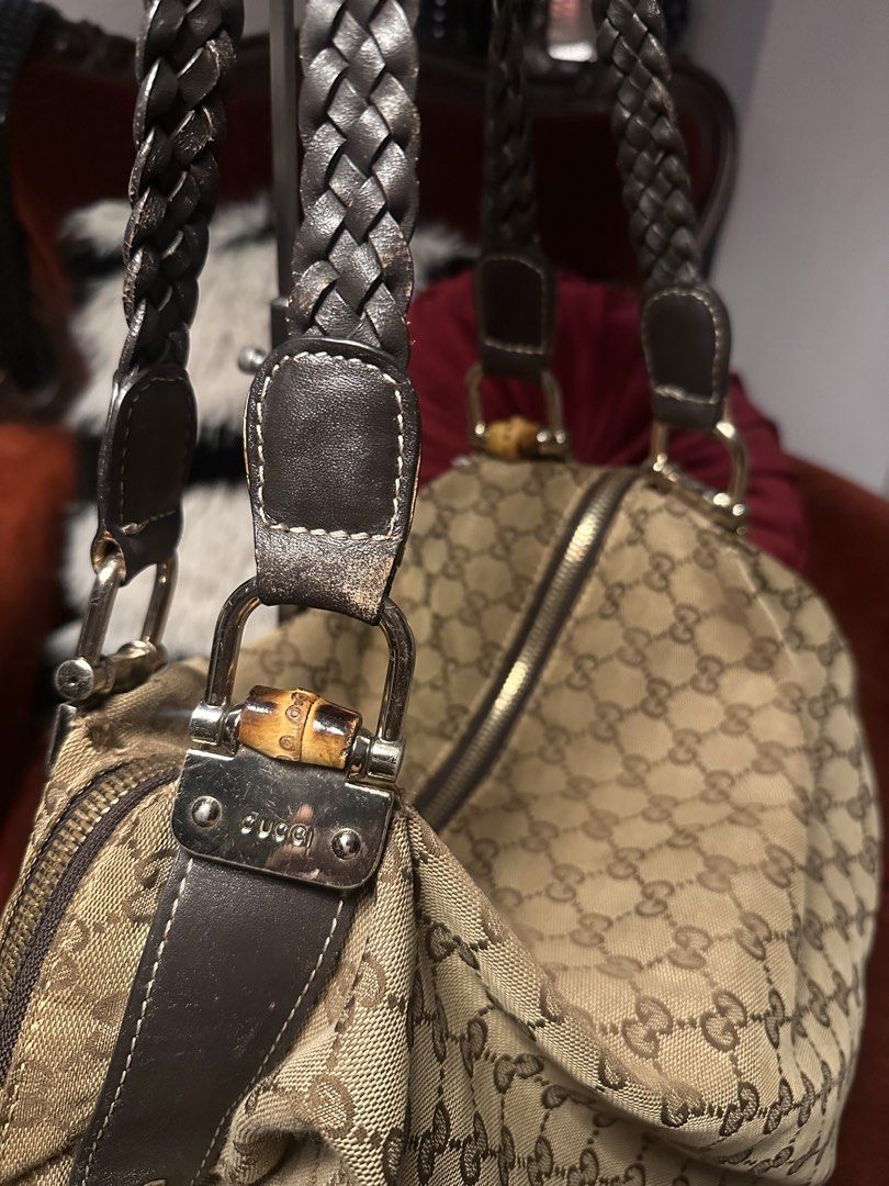 Gucci GG Large Canvas Bamboo Bar Tote (Category: Luxury Accessories) located in San Juan, La Union. Submitted by xoxoluvmiffy (Listing ID 1468323065, Image 2). Description: slightly nego details: ykk zip gg underzip intact bag tag and serial code (searchable) mop: g cash / bpi.