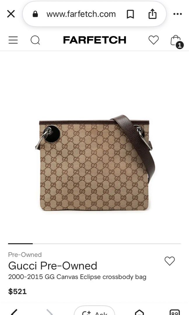 GUCCI PRE-OWNED GG CANVAS ECLIPSE CROSSBODY BAG (Category: Cross-body Bags) located in General Mariano Alvarez. Submitted by adonid (Listing ID 1468312544, Image 2). Description: GUCCI PRE-OWNED GG CANVAS ECLIPSE CROSSBODY BAG GOOD CONDITION NORMAL SIGN OF USAGE ONLY TOP MAGNETIC CLOSURE .