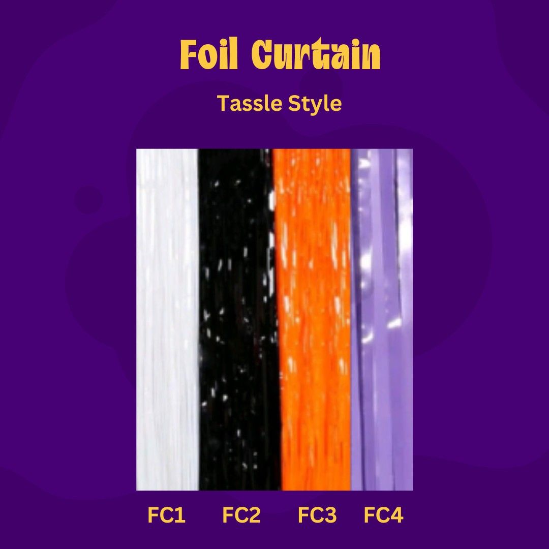 Halloween Foil Curtain (Category: Looking For) located in Manila. Submitted by msathenaa (Listing ID 1468285301, Image 2). Description: HALLOWEEN DECOR AVAILABLE!!! 🎃Halloween Banners 🎃Halloween Banderitas 🎃Halloween Foil Set 🎃Witch hat 🎃Glowing Wand Sticks 🎃Pumpkin Basket 🎃Glowing Pumpkin Headband 🎃Foil Curtain 🎃Balloons 🎃Spiderweb Spiders Bats FC1 FC2 FC3 FC4 FC8 FC9 - 70 FC5 FC6 - 100 Shop now! PM for inquiries.