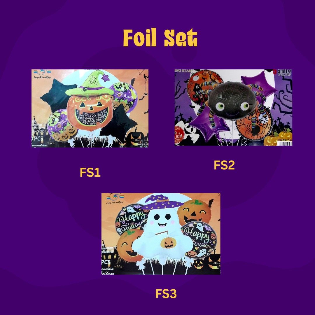 Halloween Foil set (Category: Looking For) located in Manila. Submitted by msathenaa (Listing ID 1468284352, Image 2). Description: HALLOWEEN DECOR AVAILABLE!!! 🎃Halloween Banners 🎃Halloween Banderitas 🎃Halloween Foil Set 🎃Witch hat 🎃Glowing Wand Sticks 🎃Pumpkin Basket 🎃Glowing Pumpkin Headband 🎃Foil Curtain 🎃Balloons 🎃Spiderweb Spiders Bats Shop now! PM for inquiries.
