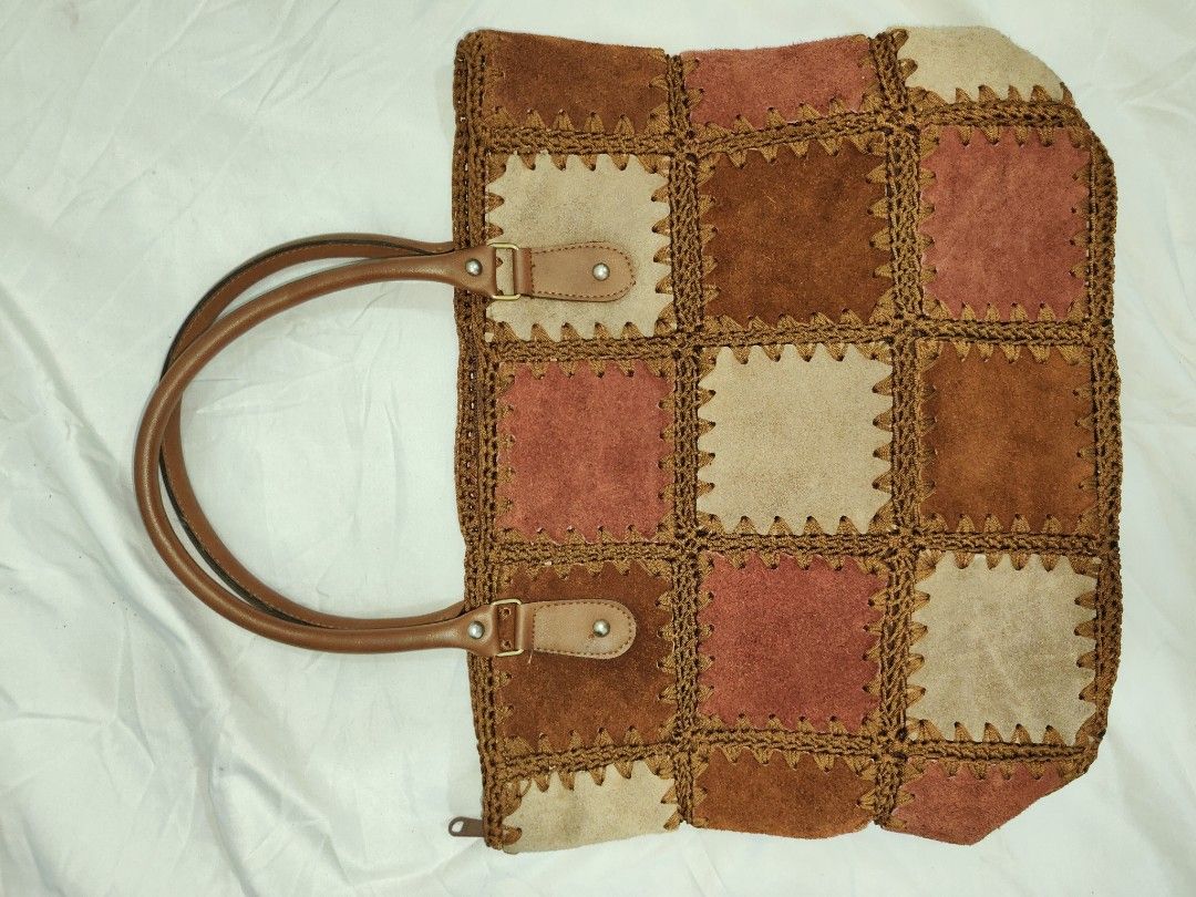 Handcrafted Patchwork Handbag (Category: Backpacks) located in Kuala Lumpur. Submitted by bangbag (Listing ID 1468461486, Image 2). Description: Japan Import 100% Handcrafted Patchwork Suede Leather Tote / Handbag (Vintage & Rare) ​Description: Unique and rare vintage piece! Imported from Japan with exquisite 100% handmade craftsmanship. ​✨ Price: RM149 (Negotiable for serious buyers) ✨ Condition: Excellent vintage preloved condition, clean inter