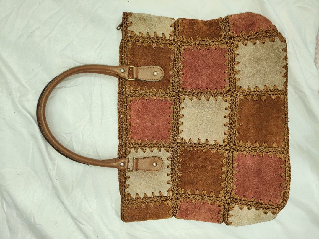 Handcrafted Patchwork Handbag (Category: Backpacks) located in Kuala Lumpur. Submitted by bangbag (Listing ID 1468461486, Image 1). Description: Japan Import 100% Handcrafted Patchwork Suede Leather Tote / Handbag (Vintage & Rare) ​Description: Unique and rare vintage piece! Imported from Japan with exquisite 100% handmade craftsmanship. ​✨ Price: RM149 (Negotiable for serious buyers) ✨ Condition: Excellent vintage preloved condition, clean inter