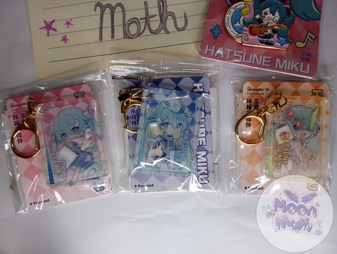 Hatsune Miku KKV Collection (Category: Character Goods) located in Mabalacat. Submitted by moonmothxx (Listing ID 1468372985, Image 2). Description: HERE ARE THE PRICES!! Sweet Fun & Cute Hatsune Miku Brooch (KKV) OP: ₱239 SP: ₱230 Let's Go On An Outing Hatsune Miku Acrylic Shaker Pendant (KKV) [KEYCHAIN] OP: ₱259 each SP: ₱250 each Dm me here or on fb, same name acc if interested!.