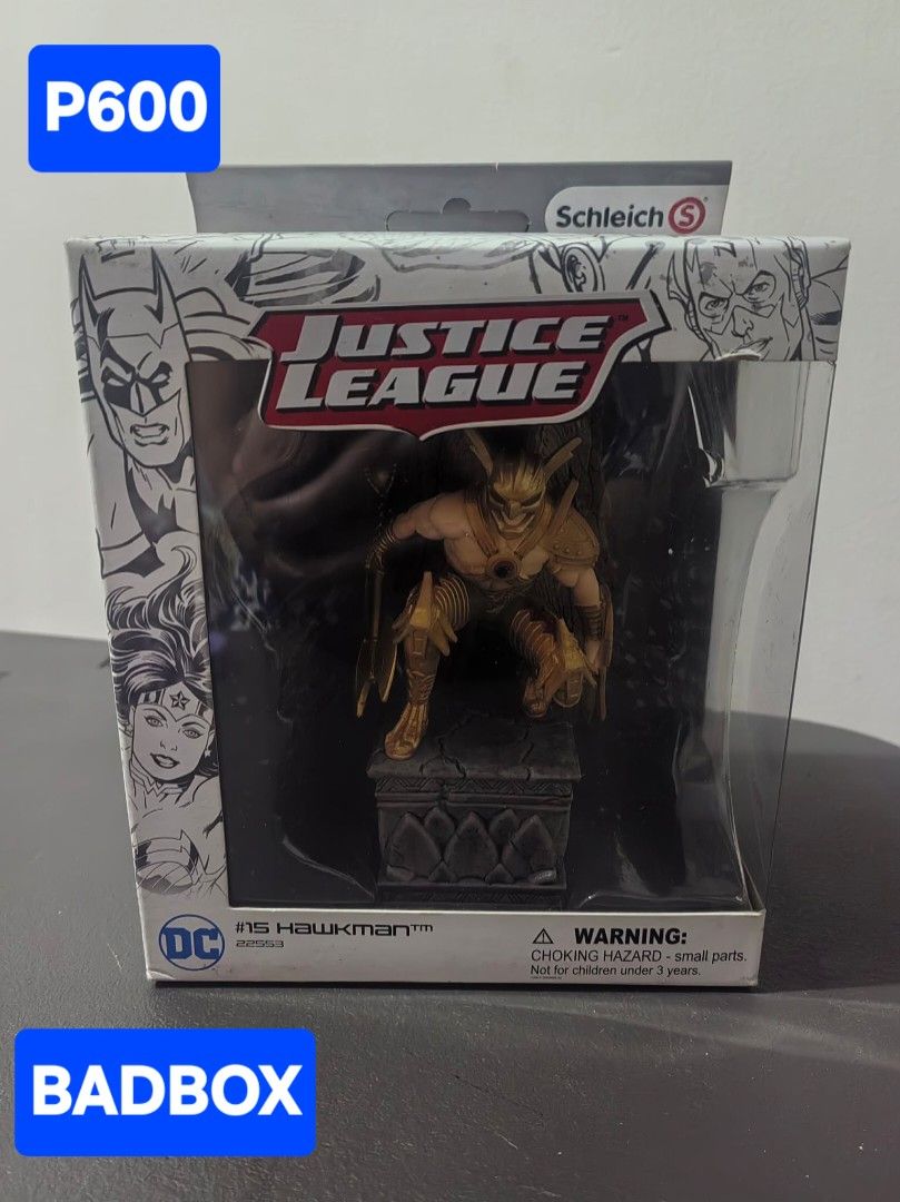 Hawk Man Justice League (Category: Action & Battle Toys) located in Las Pinas. Submitted by christian.cabarles (Listing ID 1468487385, Image 1). Description: Forsale Authentic Hawkins by Schleich Bad box P600 loc- City Of Dasmariñas MOP-Gcash MOS- LBC or Lalamove every Sat and Sunday only..
