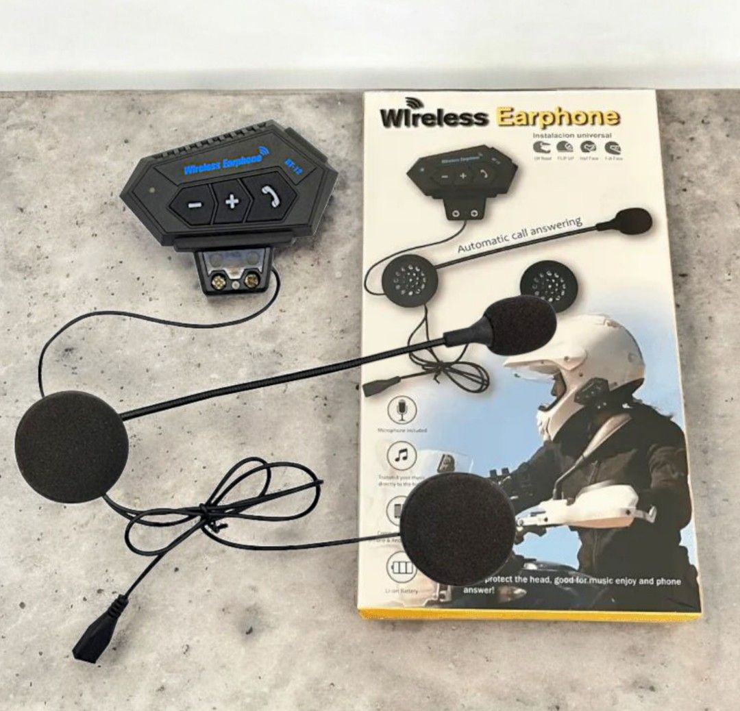 Headset Motorcycle Helmets BT12 Bluetooth (Category: Other Gadgets) located in Manila. Submitted by noel_cap (Listing ID 1468332751, Image 2). Description: BT12 Bluetooth Headset Motorcycle Helmets that lets you stream music, take hands-free phone calls Specifications • Bluetooth Version: Typically V4.0, V4.1, V4.2, or V5.0 depending on the specific variant [1, 2, 3] • Battery: Built-in 3.7V / 500mAh rechargeable lithium-ion battery [1, 2, 3] • B