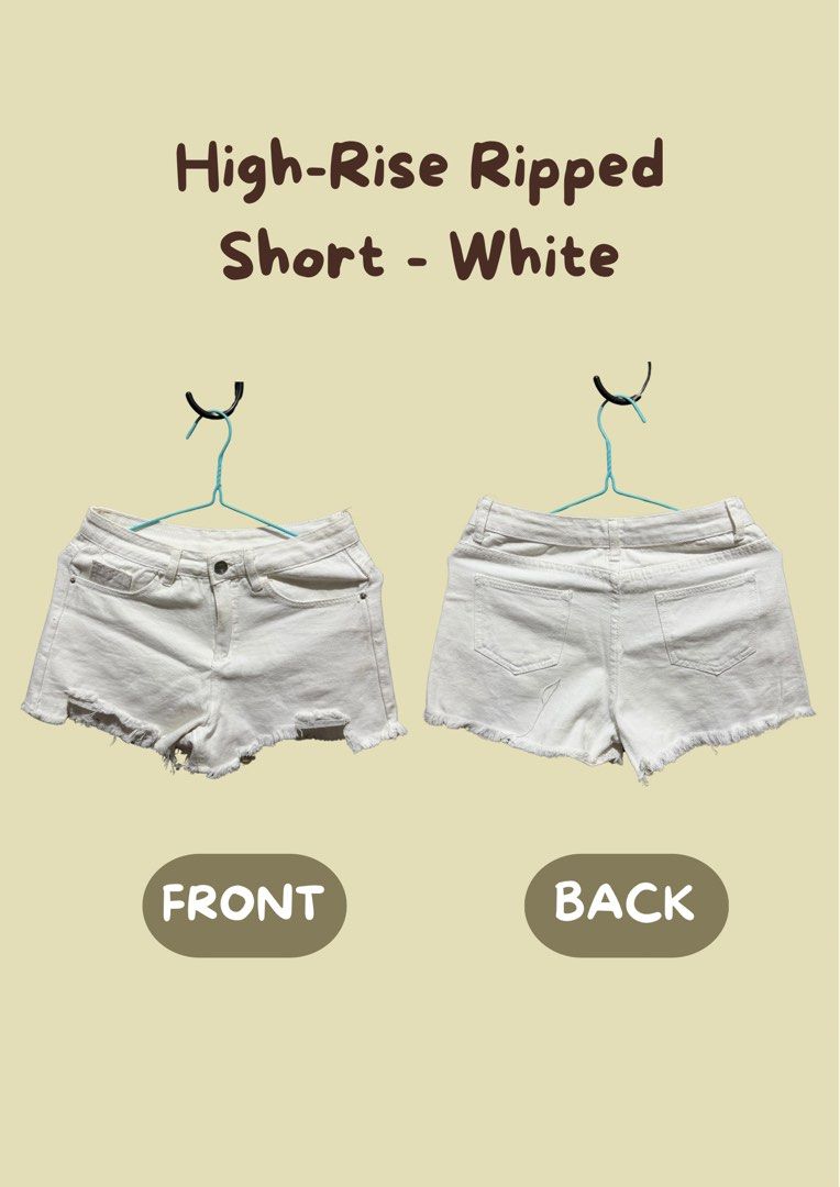 High-Rise Ripped Short- White (Category: Shorts) located in Manila. Submitted by blairwinter (Listing ID 1468334546, Image 1). Description: .