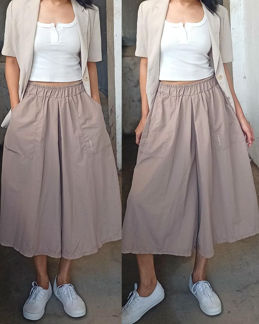 Highwaist coffee brown flowy wide squarepants (Category: Other Bottoms) located in Davao. Submitted by irisrazona16792 (Listing ID 1468346810, Image 1). Description: 100% nylon Wd side pocket Waist 24-34 (garterize) L 29 good as new.