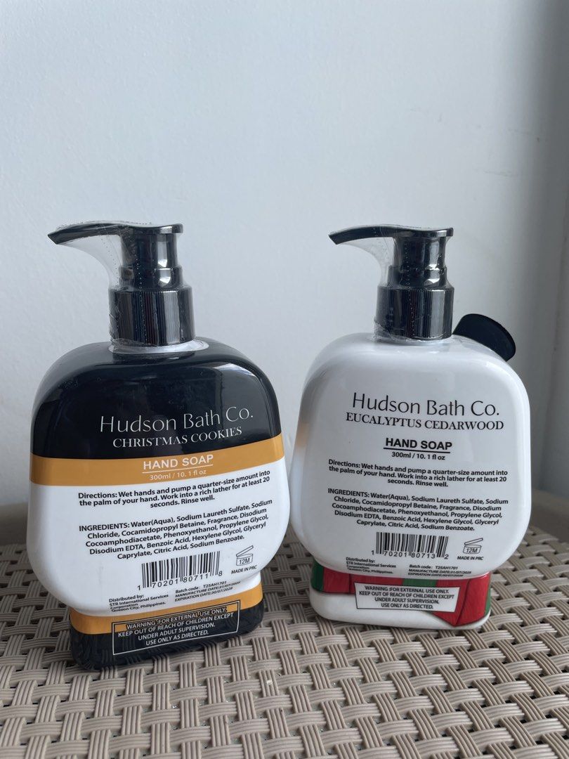Hudson Bath Co. Hand Soaps (Bundle of Two) (Category: Hands & Nails) located in Tanza. Submitted by thebeautyinall (Listing ID 1468309844, Image 3). Description: *Bundle of Two (must take both) *Both 300ml *ORIGINAL Hudson Bath Co. *In the scents of Christmas Cookies & Eucalyptus Cedarwood.