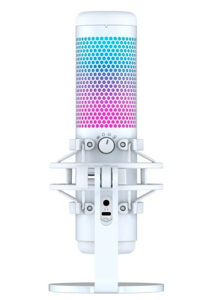 HyperX QuadCast S WHITE RGB Microphone (Category: Microphones) located in Angeles City. Submitted by cyleen (Listing ID 1468370749, Image 1). Description: HyperX QuadCast Condenser Microphone for sale - Built-in anti-vibration shock mount and internal pop filter - Convenient tap-to-mute sensor with LED status indicator - Four selectable polar patterns (Stereo, Omnidirectional, Cardioid, Bidirectional) - Easy-to-access gain control adjustment dial