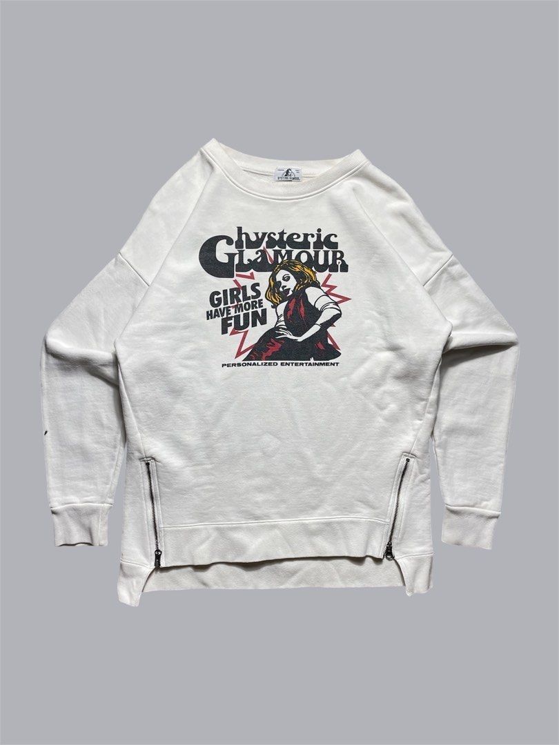 Hysteric Glamour crewneck sweatshirt (Category: Coats, Jackets and Outerwear) located in Caloocan City. Submitted by renowear (Listing ID 1468286044, Image 1). Description: Hysteric Glamour crewneck sweatshirt Excellent Condition Color Rate: 9.5/10 Issue: Stain Sign Of Usage Measurements • Width: 22 • Length: 26.5/29 Price: 3500 obo DM IF INTERESTED📥.