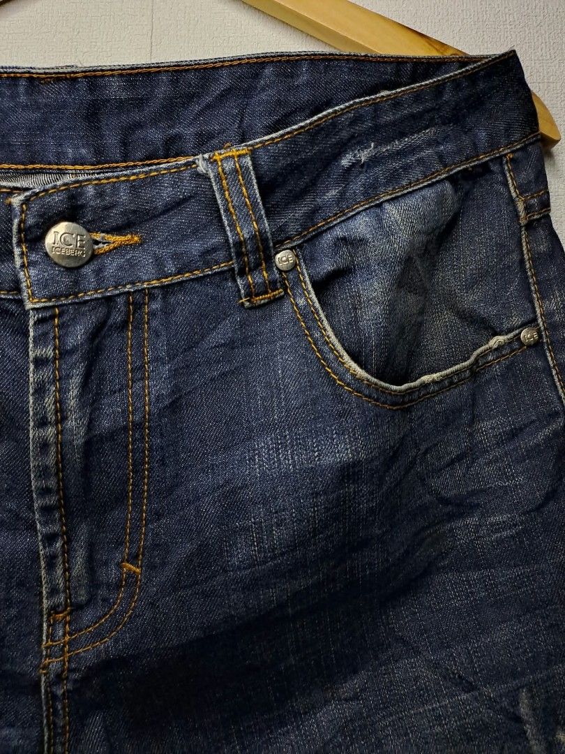 Ice Iceberg Straight Cut Stretchable Jeans (Category: Luxury Apparel) located in Manila. Submitted by yaseen_73 (Listing ID 1468479564, Image 2). Description: Ice Iceberg Whisker Washed Blue Stretchable Denim Jeans Straight Cut Wearing Size : 34 on tag Actual Waist : 34 / 36 Front Rise : 12 Front Thigh : 12 Leg Opening : 8 Actual Length : 43 ✅Needs Wash ✅Nearly New Condition Asking Price : 1.8k or Best Offer Courier : J&T x Lalamove MOP : G C A S